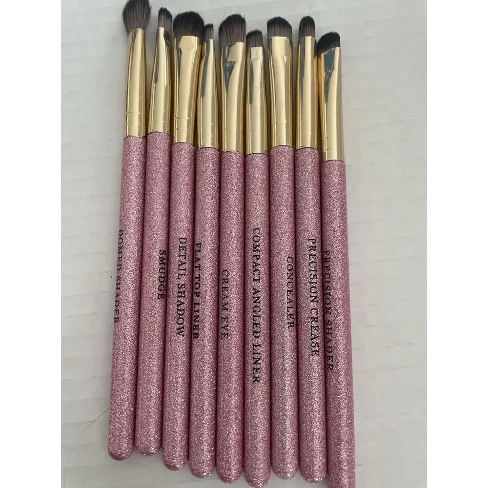 Lot of 55 Makeup Brushes Pink w/Glitz Bling Bedazzled Glamour Vanity Decor New